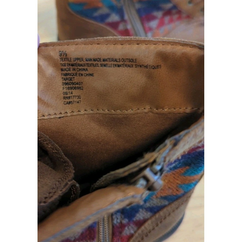Mossimo Combat Ankle Boots 9.5 Aztec Rainbow Side Zip Festival Boho Southwestern - Picture 5 of 10